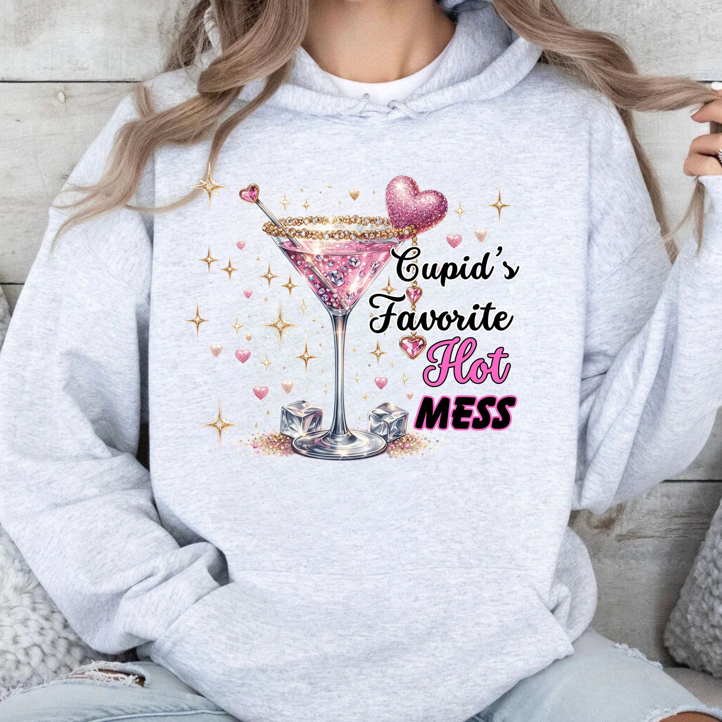 Cupid's Favorite Hot Mess Valentines Day Pullover Hoodie